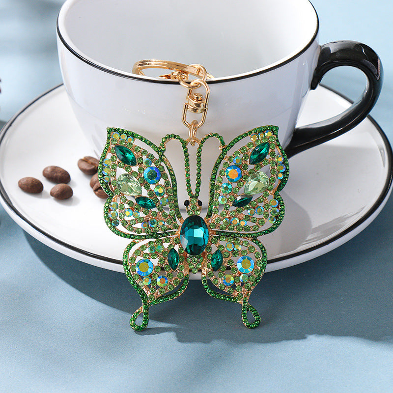 Wholesale Colorful Diamond Inlaid Creative Butterfly Metal Keychains